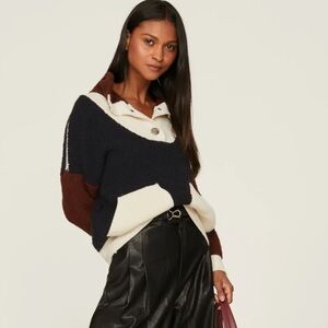 Ba&sh Benji Pullover – Multicolor Mock Neck